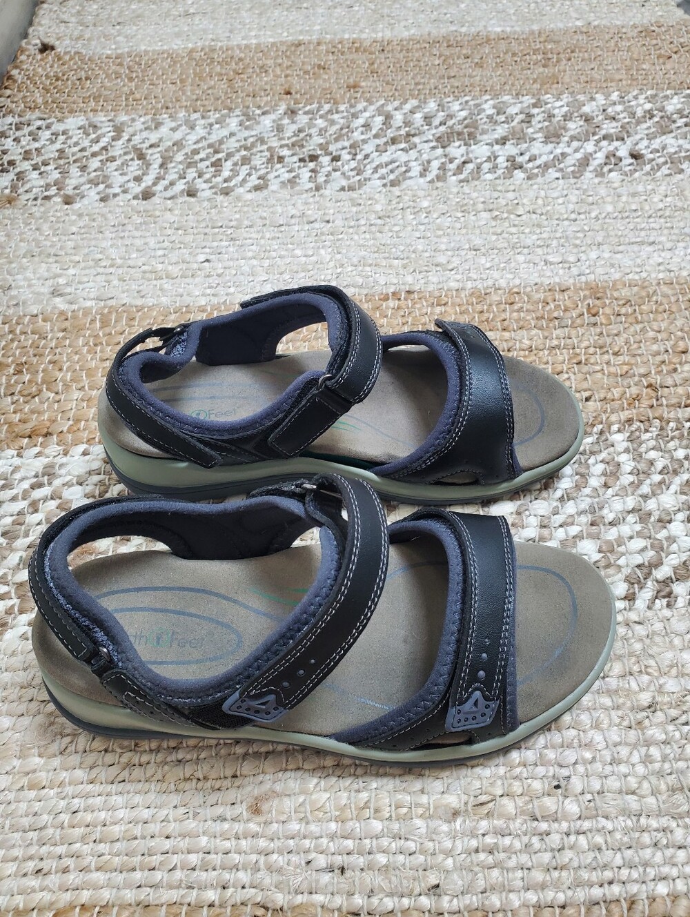 Orthofeet Malibu 961 Leather Orthopedic Sandals Women's 6.5 2E X-Wide Arch Boost